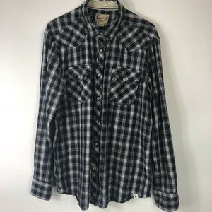 Vtg Roebuck Company Pearl Snap Wm Sz L